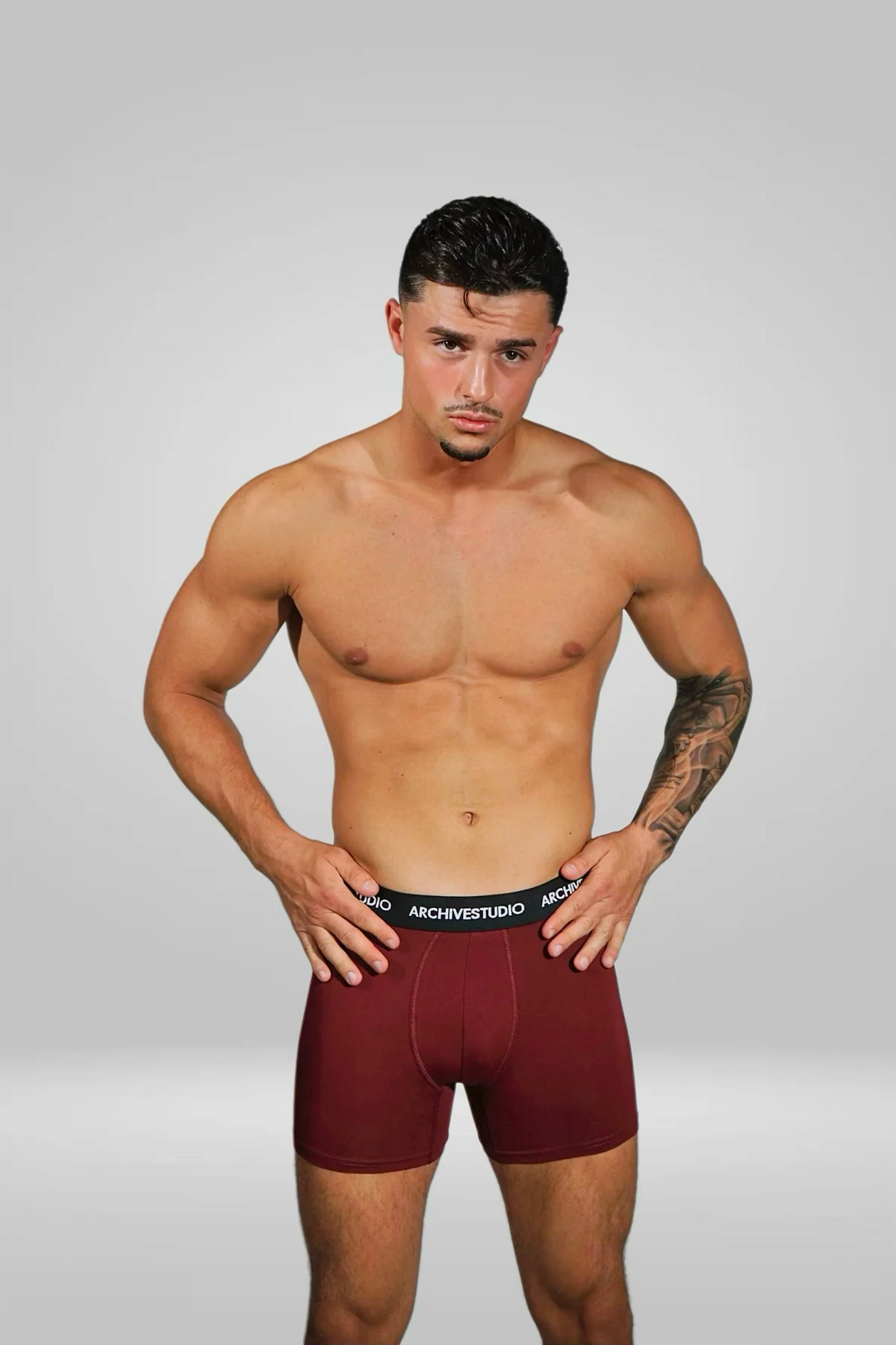 MEN’S BURGUNDY BOXER BRIEFS — 2-PACK