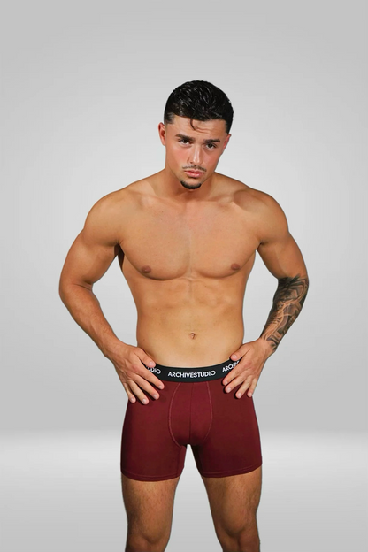 MEN’S BURGUNDY BOXER BRIEFS — 2-PACK