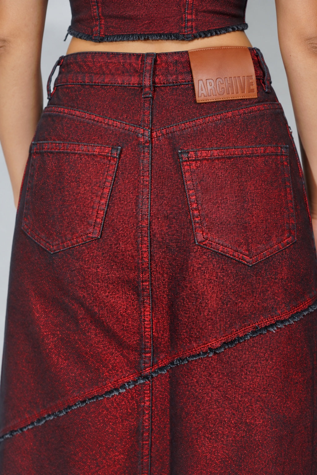 WOMEN’S CAMPINE BURGUNDY DENIM SKIRT
