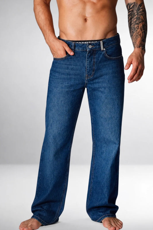 MEN’S AUTHENTIC MID-BLUE LOOSE-FIT JEANS