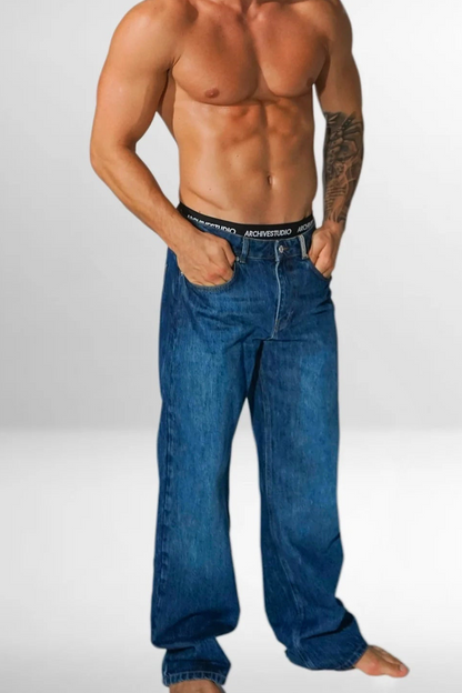 MEN’S AUTHENTIC MID-BLUE LOOSE-FIT JEANS