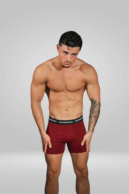 MEN’S BURGUNDY BOXER BRIEFS — 2-PACK