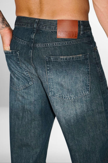 MEN’S DIRTY-WASH BAGGY JEANS