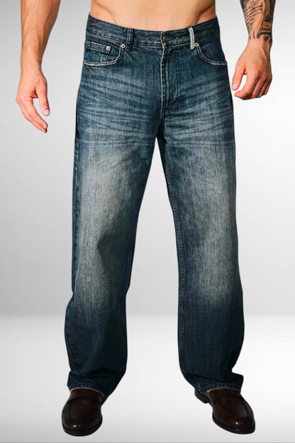MEN’S DIRTY-WASH BAGGY JEANS