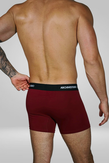 MEN’S BURGUNDY BOXER BRIEFS — 2-PACK